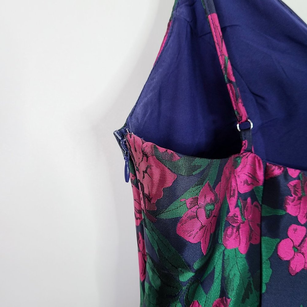 LULUS Absolutely Exquisite Navy Blue Floral Jacquard Mini Dress Size Large - Picture 6 of 10